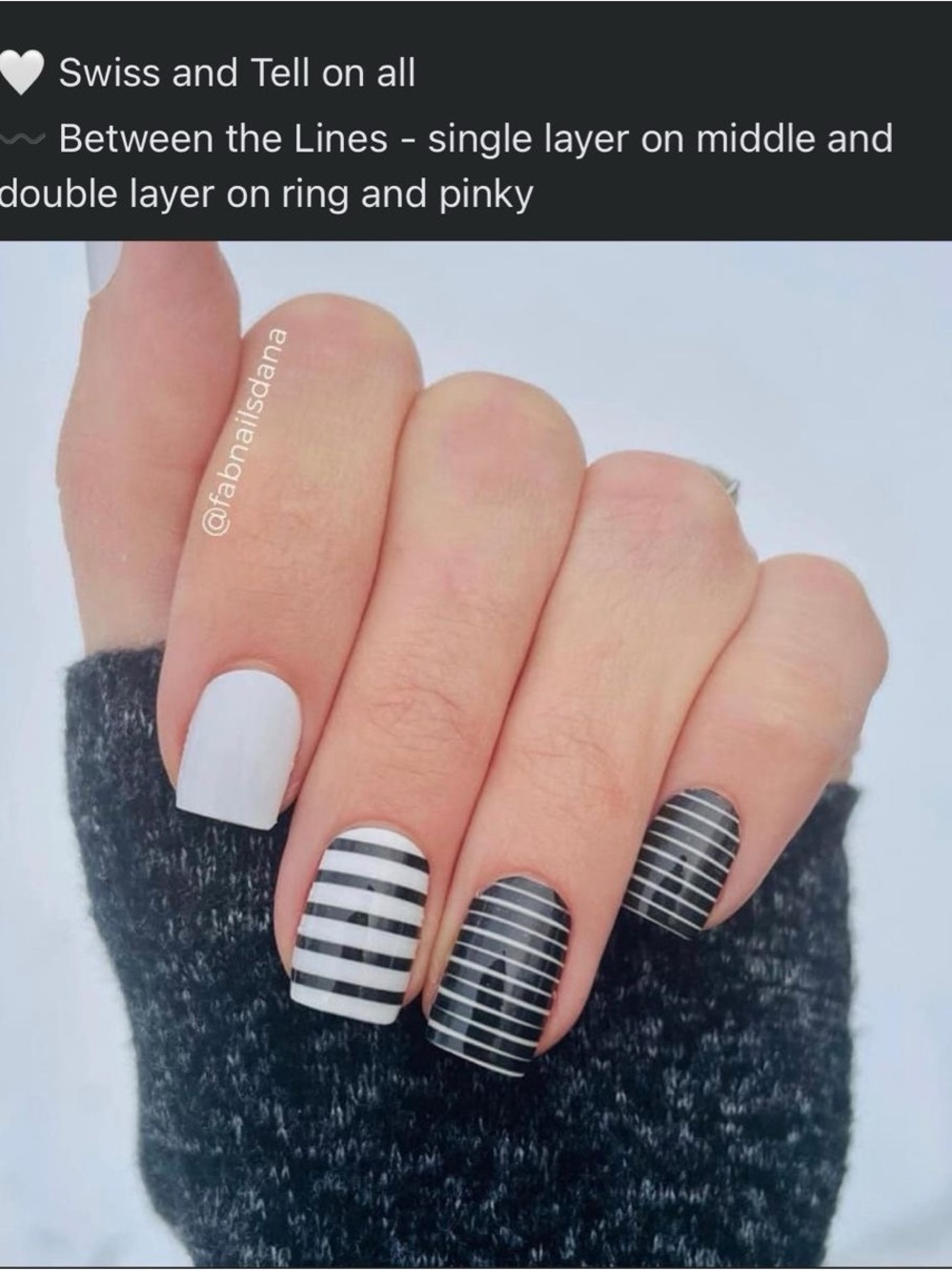New Color Street White & Black Striped Nail Wraps